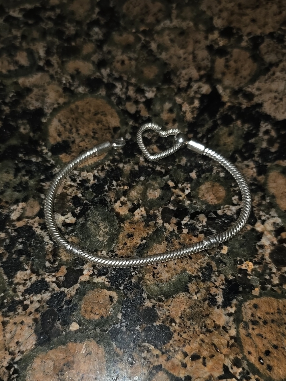 Pandora Silver Heart Toggle Snake Chain Bracelet